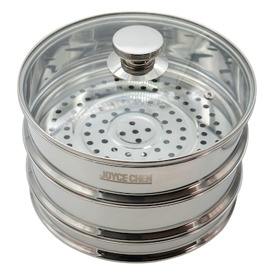 Joyce Chen 2-Tier Stainless Steel Steamer with Vented Glass Lid & Wok Adapter Ring, 10 (ESCLJ262510)