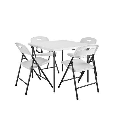 Cosco 36" Square Folding Table and Chairs, White, 5/Carton (37583WSP1E)