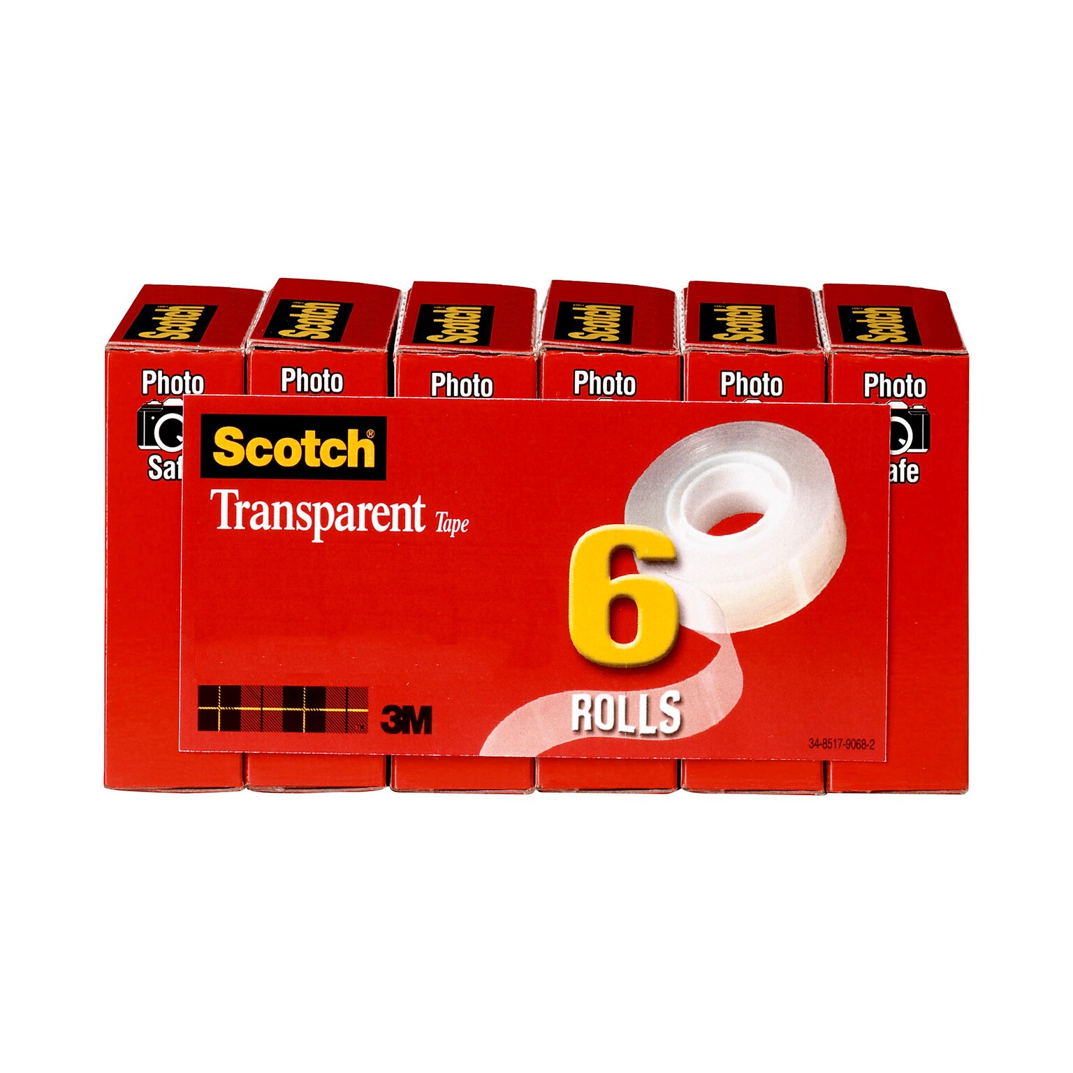 Scotch Transparent Tape Refill, 3/4 x 36 yds., 6 Rolls (600-6PK)