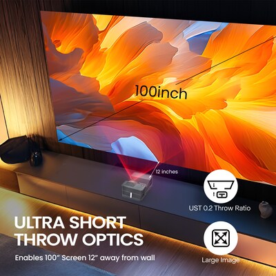 AAXA M8 UST Ultra Short Throw Portable DLP Laser Home Theater Projector, Black (MP-800-UST)