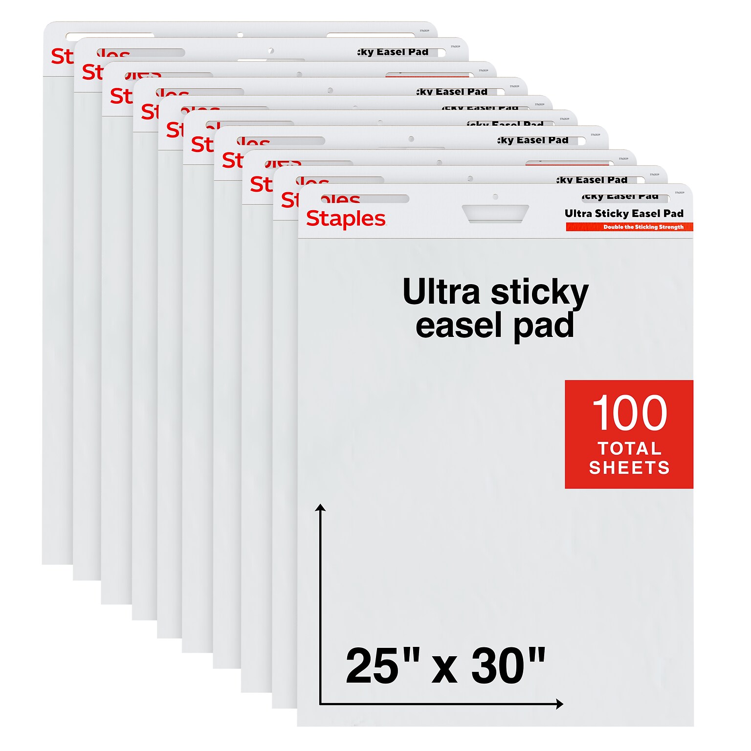 Staples Ultra Sticky Easel Pad, 25 x 30, 10 Sheets/Pad, 10 Pads/Carton (ST62839)