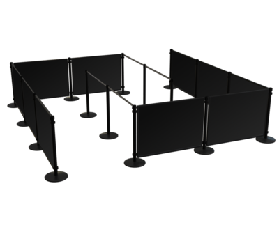 Queue Solutions 34" x 4’ PVC Stanchion Post Panel Kit, Black (PNL4834B-BS-4COL)