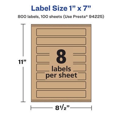 Avery Laser/Inkjet Multipurpose Labels, 7" x ", Kraft Brown, 800/Box (94225)