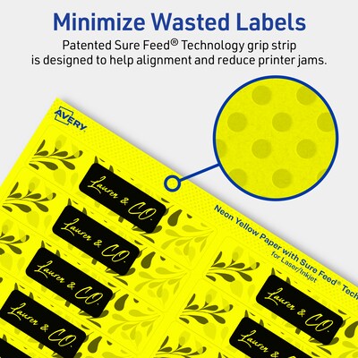 Avery Rectangle Multipurpose Labels, 1" x 4", Neon Yellow, 400/Pack (94202)