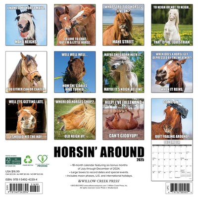 2025 Willow Creek Horsin’ Around 12 x 12 Monthly Wall Calendar (43394)