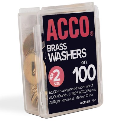 ACCO® Brass Washers, 15/32", Box of 100 (ACC71511)