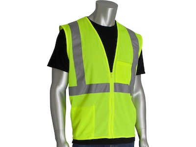 Protective Industrial Products High Visibility Sleeveless Safety Vest, ANSI Class R2, Yellow (302-MV