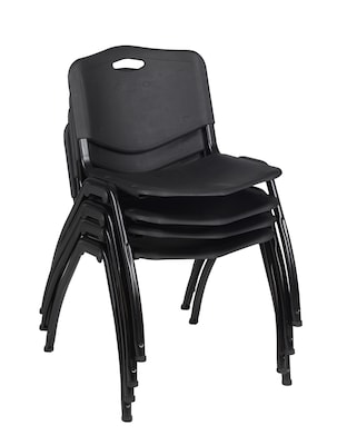 Regency 36" Square Laminate Table with Zeng Stacker Chairs, Black (TKB3636GY47BK)