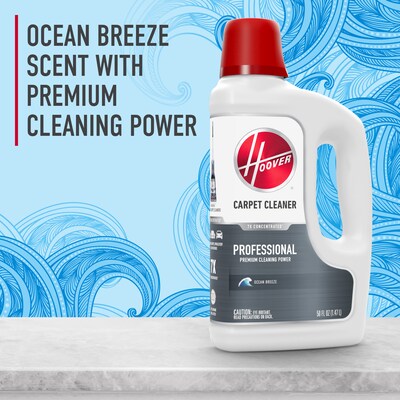 Hoover Prime Professional Carpet Cleaning Solution, Concentrated Liquid, Ocean Breeze Scent, 50 oz. (AH31959)