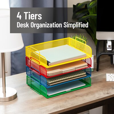 Mind Reader Metal Side Loading Stackable Letter Tray, Multicolored (DSTACK4-ASST)