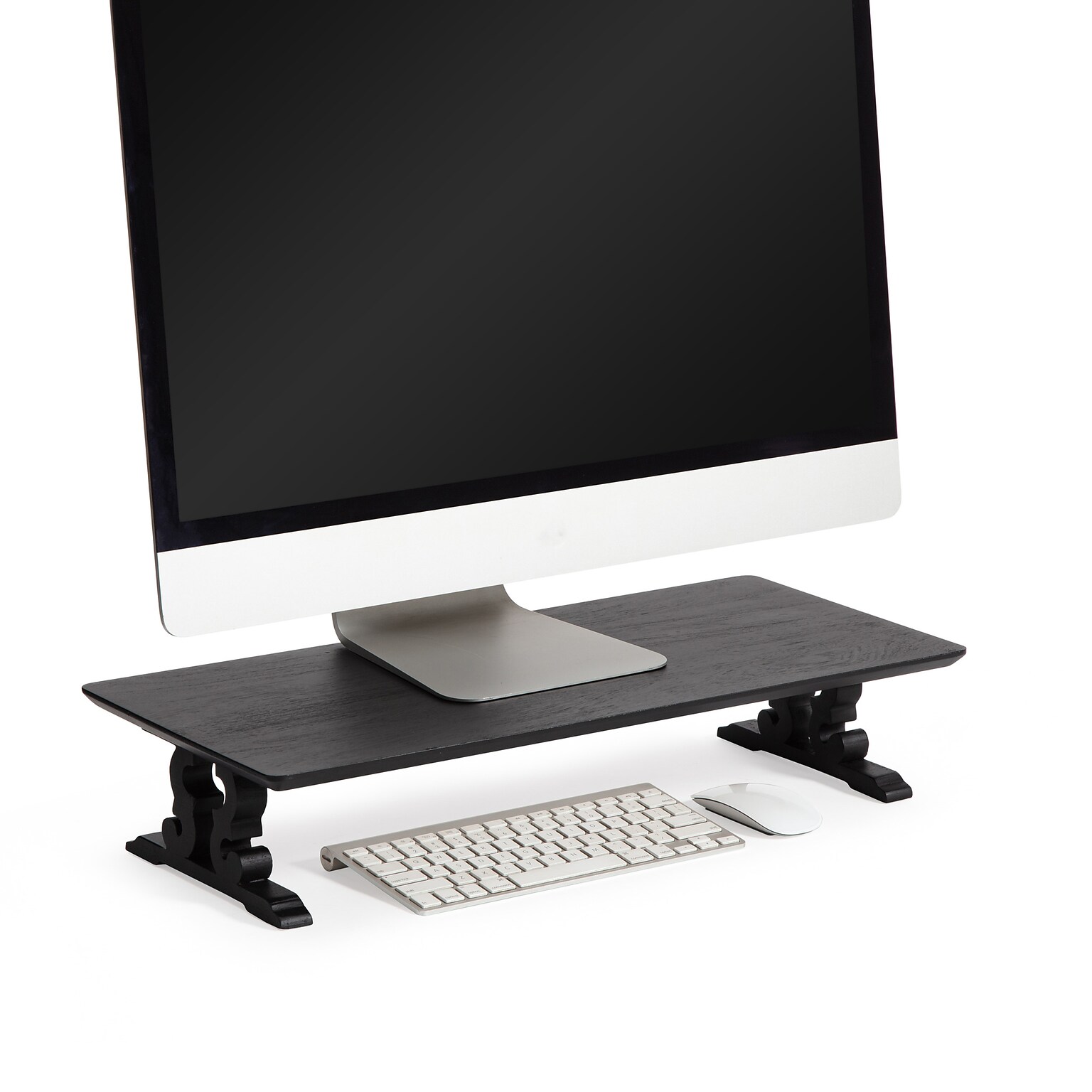 Anji Mountain Acacia Wood Monitor Stand, Up to 32 Monitor, Black (MS-BLK-02BLK)