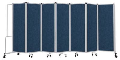 National Public Seating Robo Series 7-Panel Folding Mobile Room Divider, 72"H x 164"W, Blue Fabric (RDG6-7PT04)