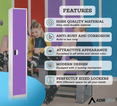 AdirOffice 72"H Single Tier Purple Storage Locker (ADI629-201-PUR-DL)