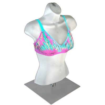 Azar Female White Plastic Bust Torso Mannequin, 12 Square Metal Base (900520-WHT)