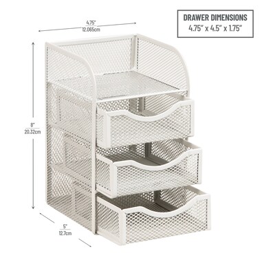 Mind Reader 4-Compartment Metal Desk Organizer, White (MESHMINI-WHT)