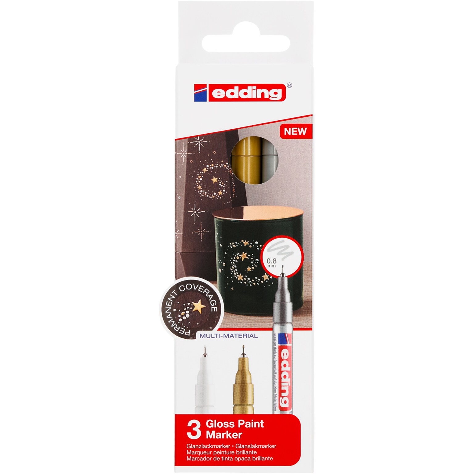 edding 780 Series Oil Based Gloss Paint Marker, Ultra-Fine Tip, Metallic Colors, 3/Pack (EDD47803999)