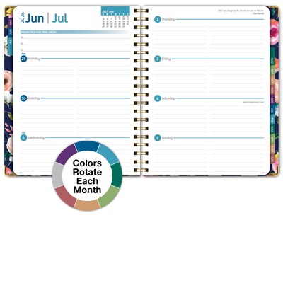2026-2027 Excello Brands 8.5" x 11" Academic Weekly & Monthly Planner, Paperboard Cover, Navy Floral (FSHN-AY26-8511-84)
