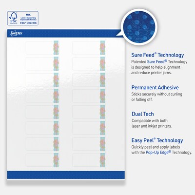 Avery Laser/Inkjet Rectangle Multipurpose Labels, 1" x 2-5/8", White, 160/Pack (S00-EVC)