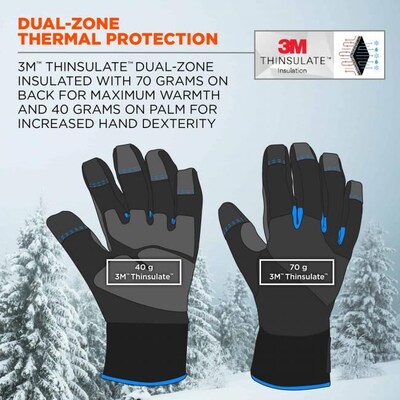 ProFlex 818WP Performance Thermal Waterproof Utility Gloves, Black, Large (17384)