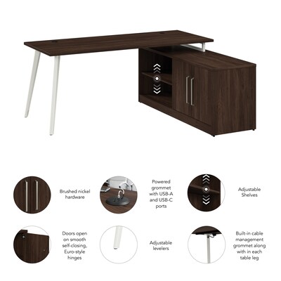Bush Business Furniture Vista 72"W L Shaped Desk with Low Storage Cabinet, Black Walnut (VST005BW)