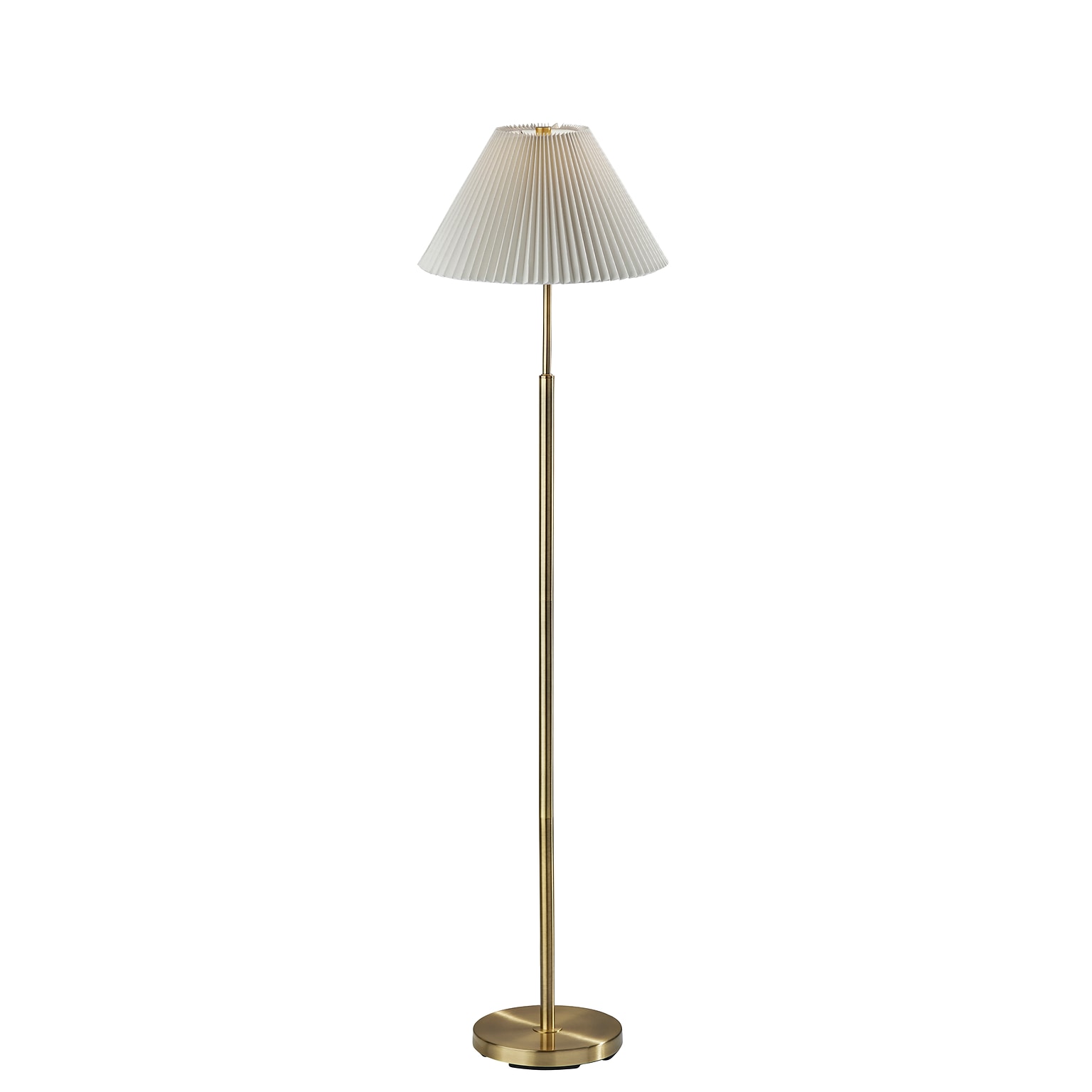 Simplee Adesso Jeremy 60.75H Antique Brass Floor Lamp with White Pleated Fabric Shade (SL9500-21)