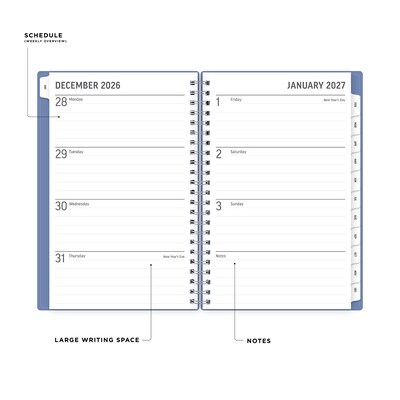 2027 Blue Sky Solid Periwinkle 5 x 8 Calendar Year Weekly & Monthly Planner, Plastic Cover (161818)