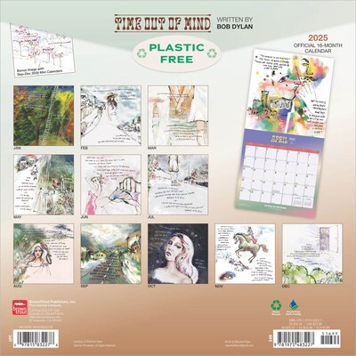 2025 BrownTrout Time Out of Mind Lyrics Written by Bob Dylan  12 x 12 Monthly Square Wall Calendar