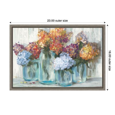 Amanti Art Fall Hydrangeas in Glass Jar Crop by Carol Rowan Framed Canvas Wall Art Print, 23" x 16" (A42674676308)