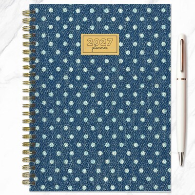 2027 TF Publishing Denim Dots 6.5" x 8"  Weekly & Monthly Standard Planner, Paperboard Cover, Multicolored (27-9212)