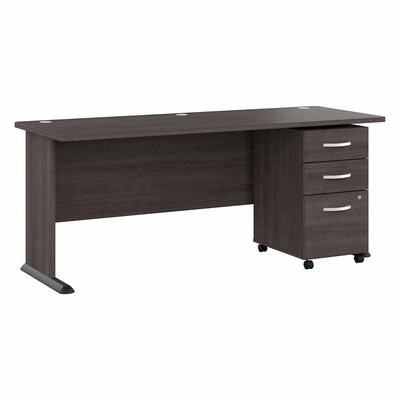 Bush Business Furniture Studio A 72W Computer Desk with 3-Drawer Mobile File Cabinet, Storm Gray (S