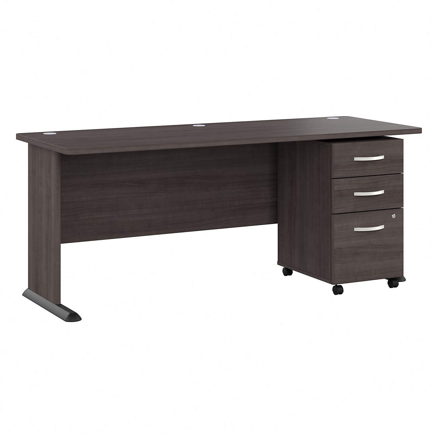 Bush Business Furniture Studio A 72W Computer Desk with 3 Drawer Mobile File Cabinet, Storm Gray (STA004SGSU)