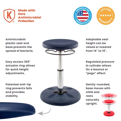 Kore Design Kids Adjustable Standard Wobble Chair 14" to 19", Dark Blue (KD-3104)