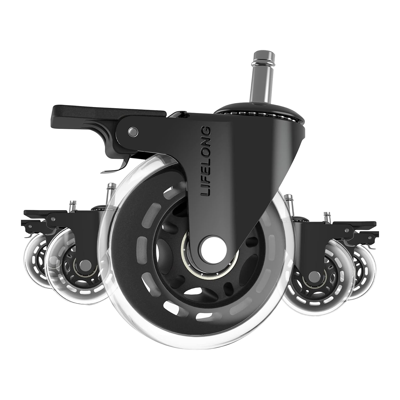Lifelong Wheels Chair Caster, Clear/Black, 5/Set (B0B8LD3VSW)