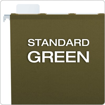 Pendaflex Ready-Tab Premium Reinforced Hanging File Folder, 3-Tab, Letter, Green, 25/Box (42620)