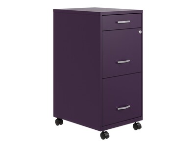 Space Solutions SOHO Organizer 3-Drawer Mobile Vertical File Cabinet, Letter Size, Lockable, Midnight Purple (25285)