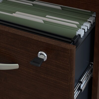 Bush Business Furniture Westfield Bow Front Desk with two 3 Drawer Mobile Pedestals, Mocha Cherry (SRC013MRSU)
