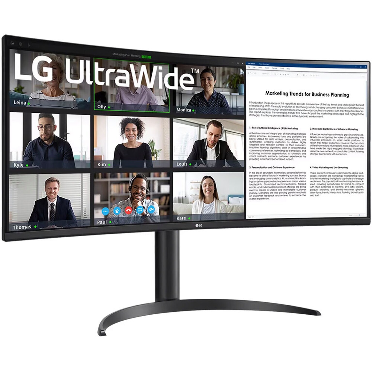 LG UltraWide 34 Curved 100Hz LCD Monitor, Textured Black (34BR55QC-B)