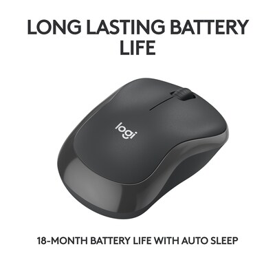Logitech M240 Silent Wireless Ambidextrous Optical Mouse, Graphite (910-007113)