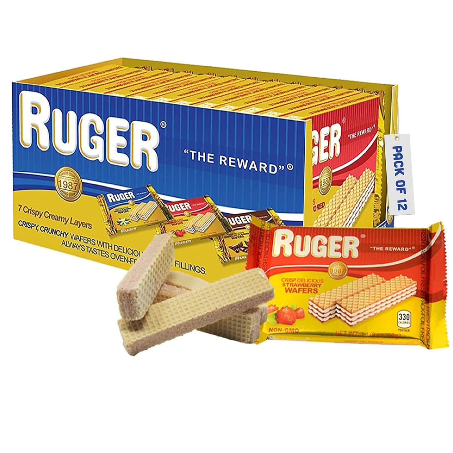 Ruger Strawberry Wafers, 2.125 oz., 12 Packs/Box (RUG00311)