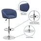 Flash Furniture Contemporary Fabric Adjustable Height Barstool with Back, Blue (CHTC31066LBLFAB)