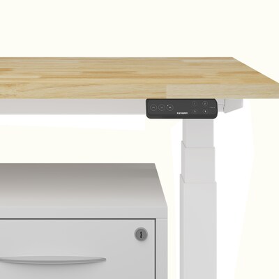 FlexiSpot E7 Commercial 48''W Electric Adjustable Standing Desk, Rubberwood/White (E7WCOM4824-RW)