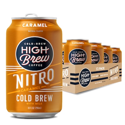 High Brew Nitro Caramel Cold Brew Coffee with Milk, 10 oz., 12/Carton (80577)