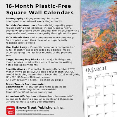 2026 BrownTrout Claude Monet 12" x 12" Monthly Wall Calendar (9798330704668)