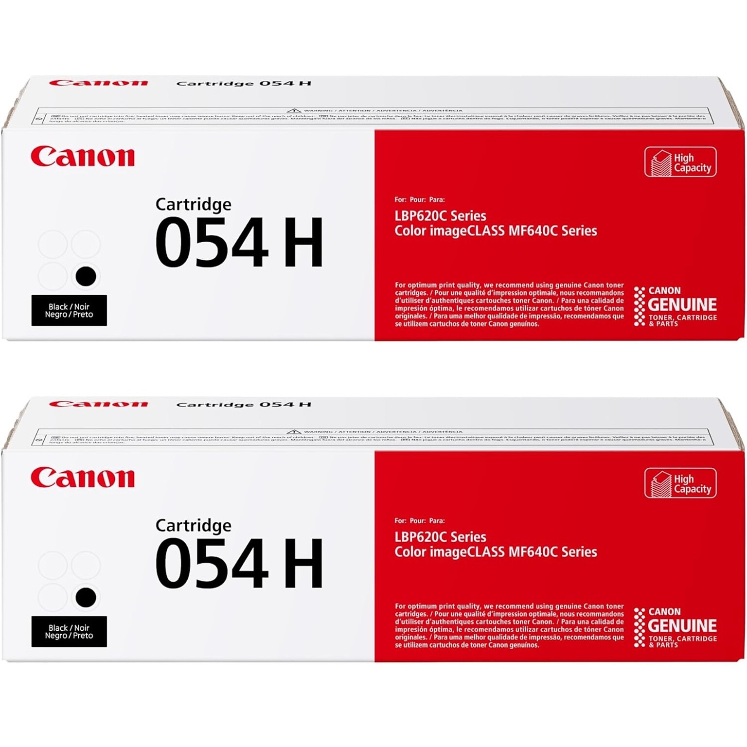 Canon 054H Black High Yield Toner Cartridge, 2/Pack