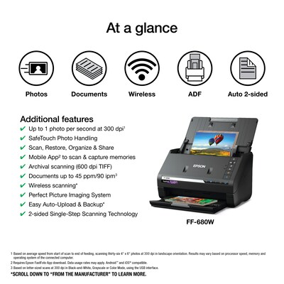 Epson FastFoto FF-680W High-Speed Wireless Desktop Photo Scanner (B11B237201)