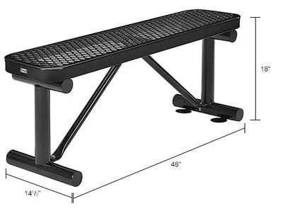 Global Industrial 4' Outdoor Steel Flat Bench, Expanded Metal, Black (695741BK)