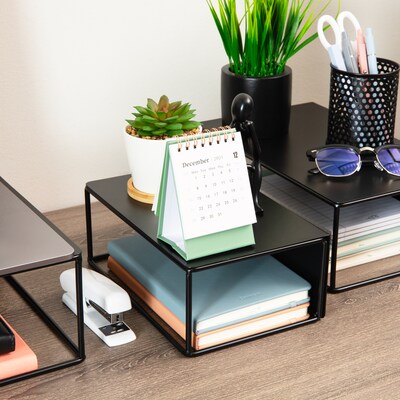 Mind Reader 3-Piece Desk Organizer Set, Metal, Black (STAND3PC-BLK)