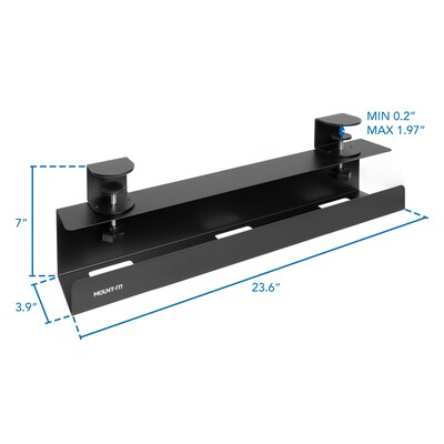 Mount-It! Clamp-on Under Desk Cable Management Tray, Holds up to 11 lbs., Matte Black (MI-7286BLK)