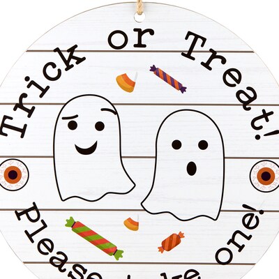 National Tree Company 12" Trick or Treat, Out of Candy Double Sided Halloween Sign (MZ17-HL2304-1)