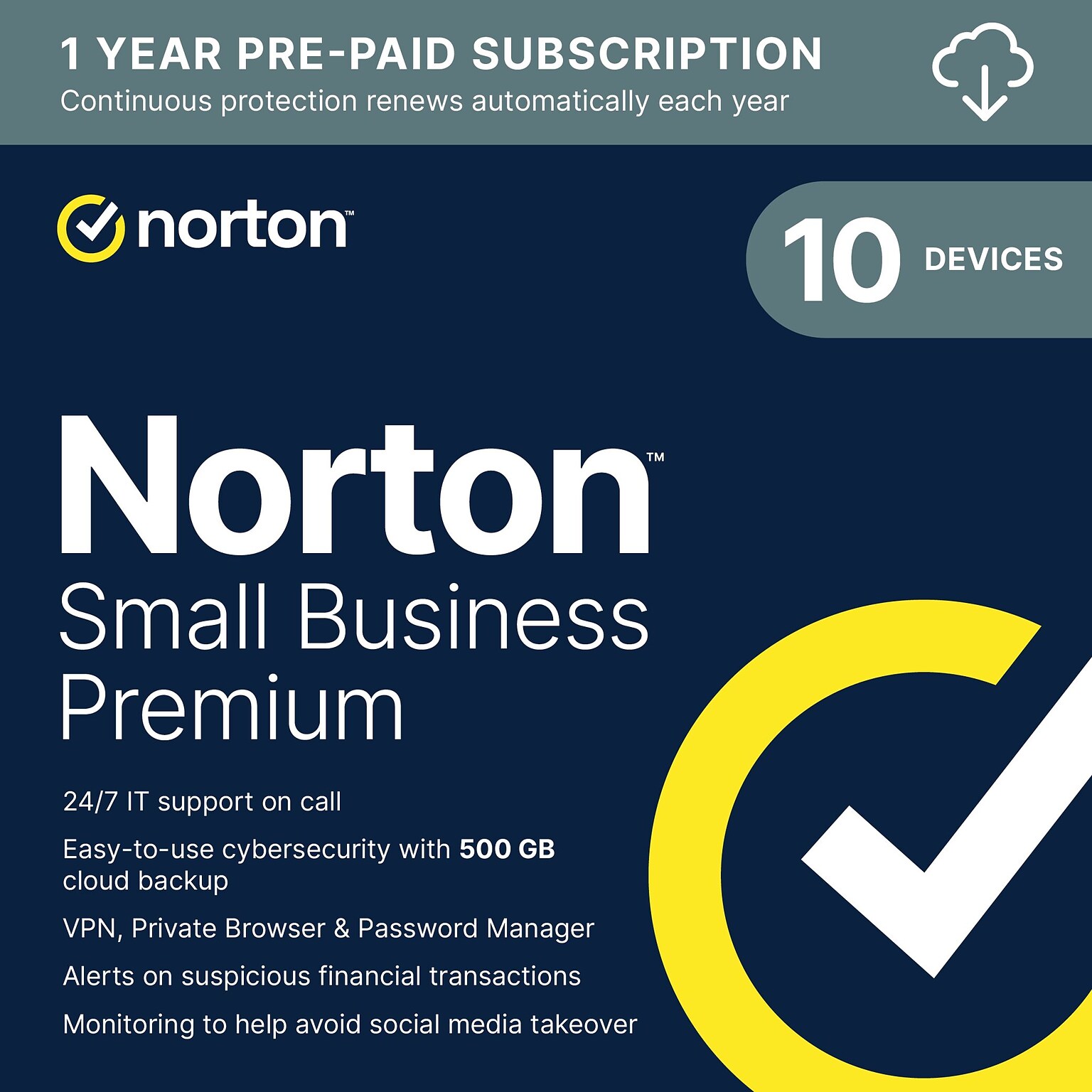 Norton Small Business Premium 2025, Business-Grade Cybersecurity with Antivirus for 10 Devices, 1 Year Subscription